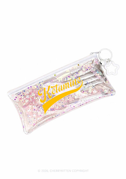 Yellow Ketamxxe Y2K Quicksand Transparent Pencil Pouch Cherrykitten