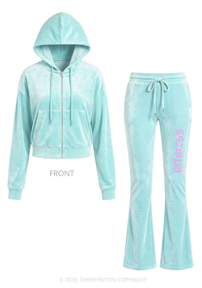 Rhinestone Princess Y2K Velvet Tracksuit Set Cherrykitten