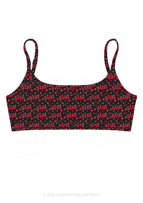 Black Slxt Y2K Print Super Crop Cami Cherrykitten