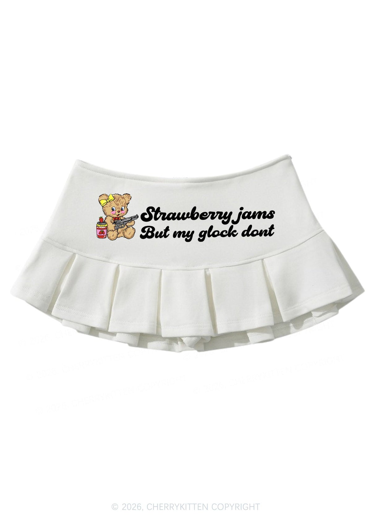 Strawberry Jams Bear Y2K Mini Pleated Skirts Cherrykitten