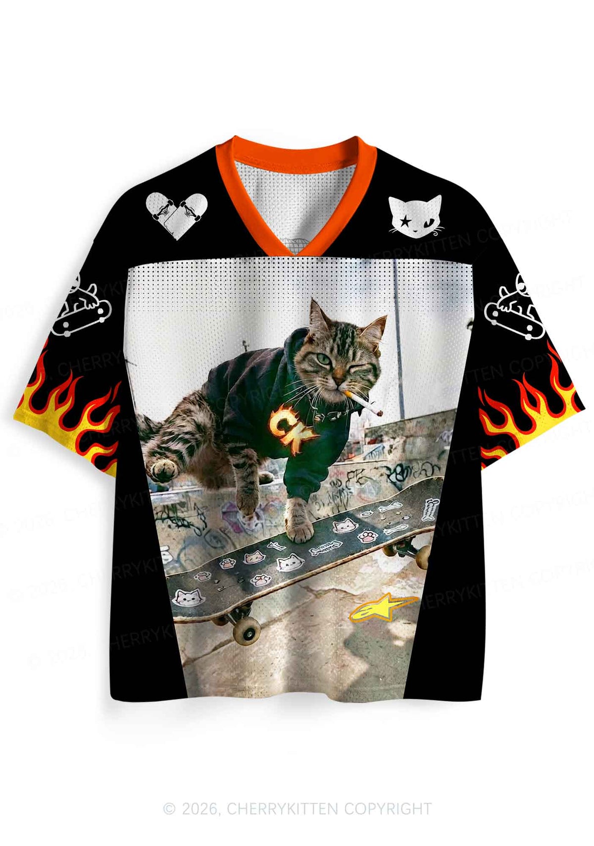 Smoking CK Cat Skateboard Y2K Sport Jersey Shirts Cherrykitten