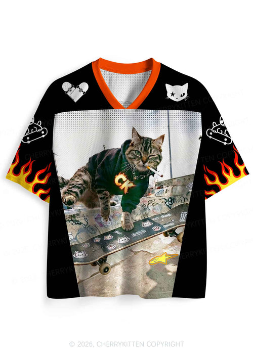 Smoking CK Cat Skateboard Y2K Sport Jersey Shirts Cherrykitten