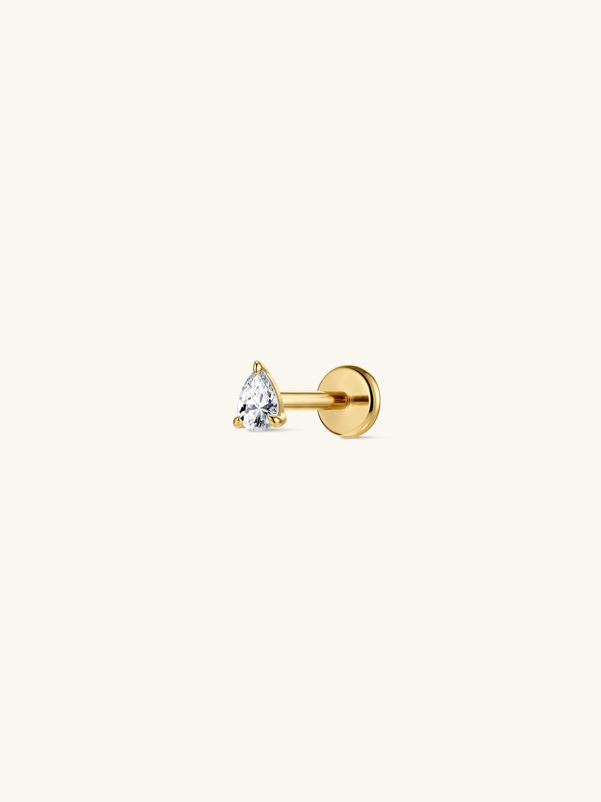 KOSINER 14K Solid Gold Pear Lab-Grown Diamond Flat Back Stud