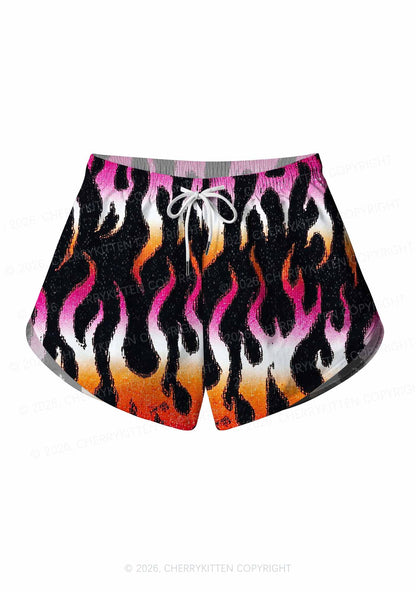 Lesbian Flame Pride Y2K Print Men Beach Shorts Cherrykitten