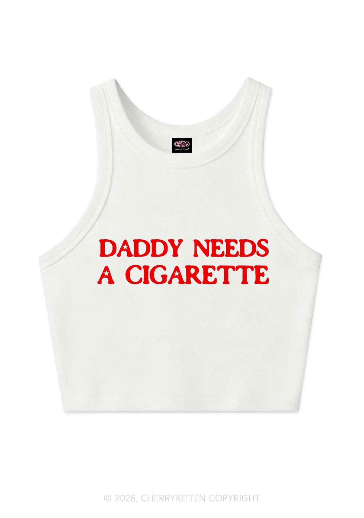 Daddy Needs A Cigarette Y2K Crop Tank Top Cherrykitten