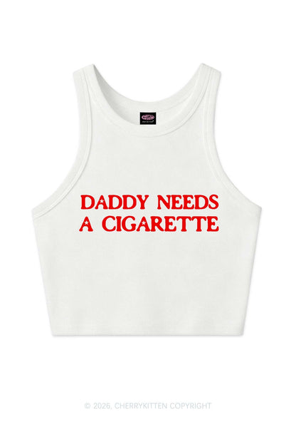 Daddy Needs A Cigarette Y2K Crop Tank Top Cherrykitten