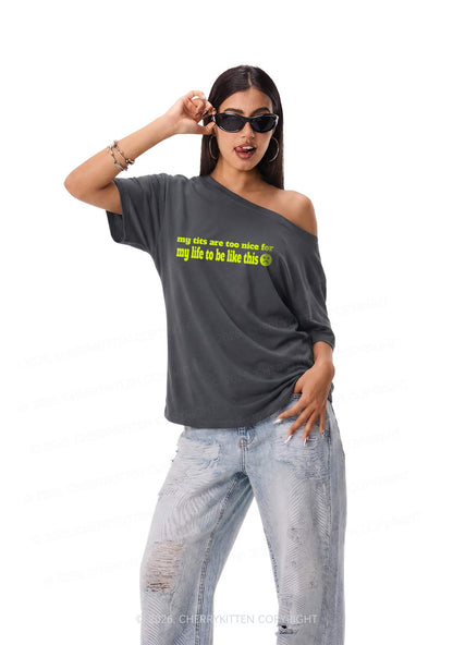 My Txts Are Too Nice Y2K Off Shoulder Tee Cherrykitten
