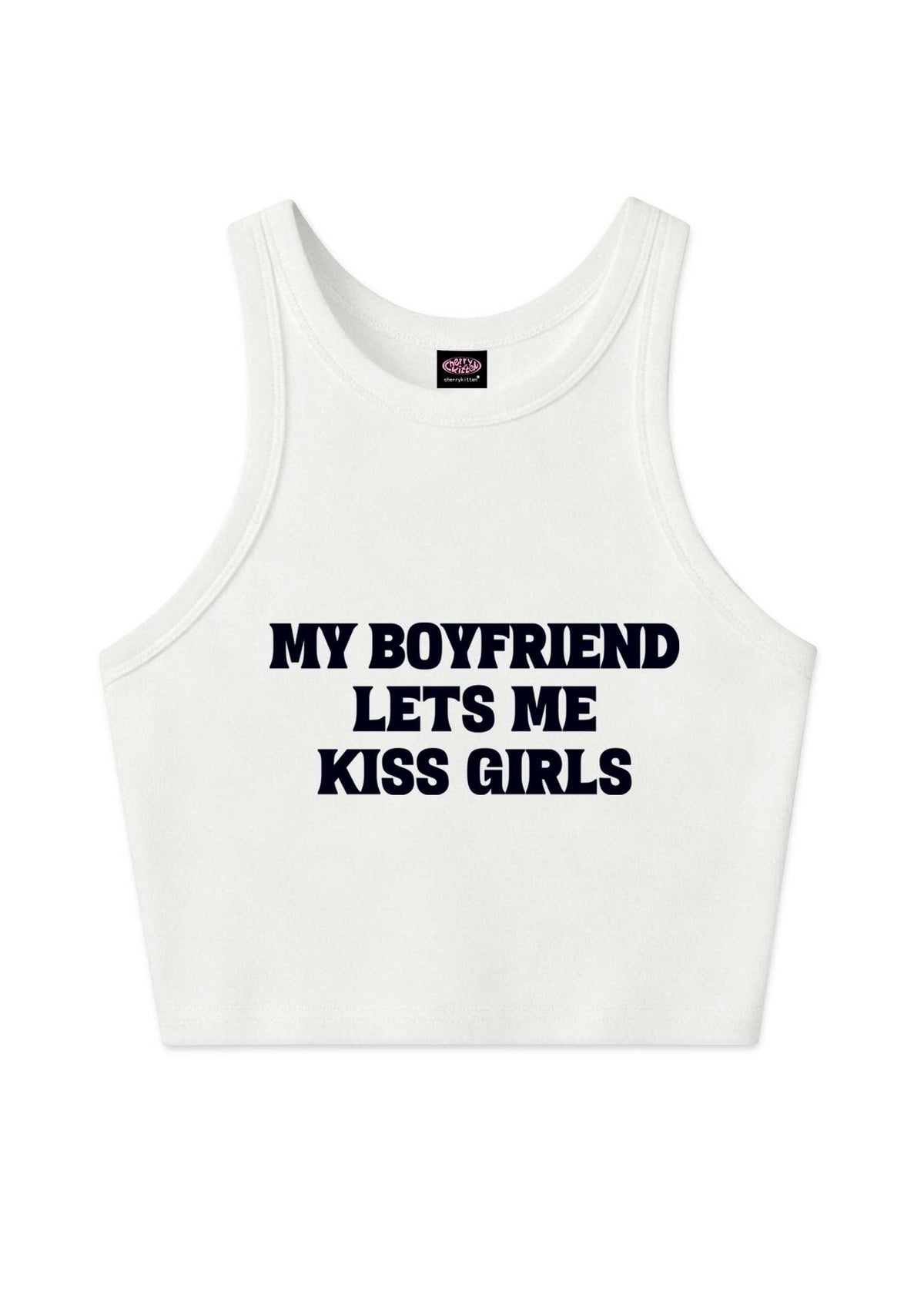BF Lets Me Kiss Girls Y2K Crop Tank Top Cherrykitten