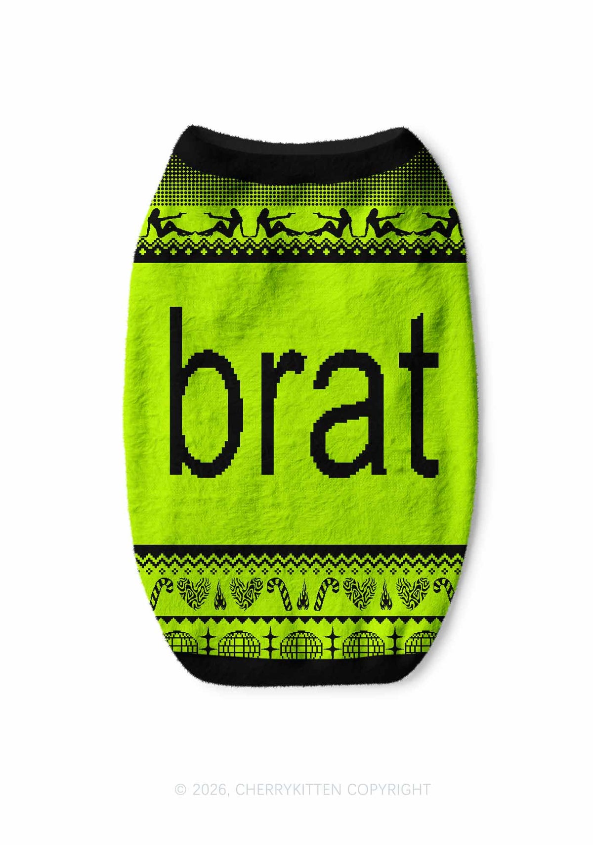 Green Brat Y2K Pet Knit Sweatshirt Cherrykitten