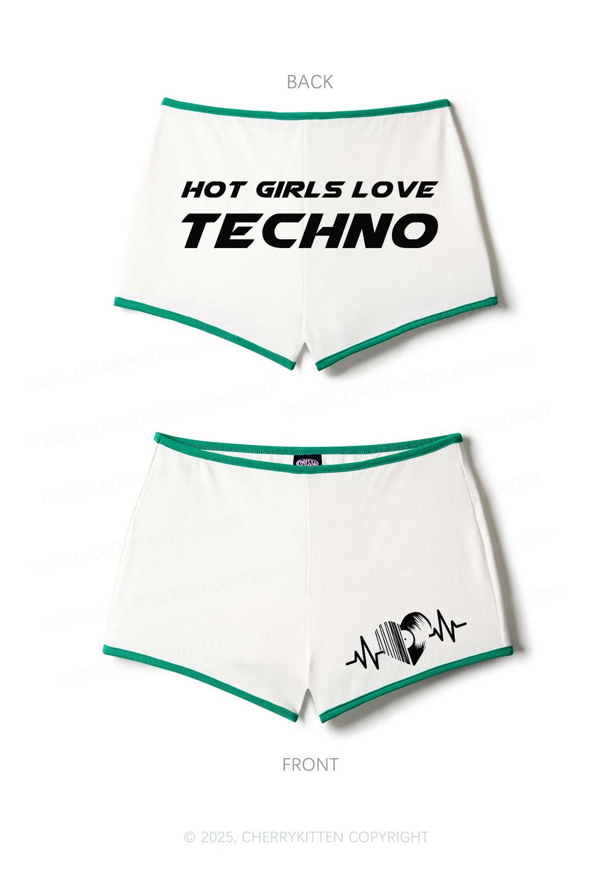 Hot Girls Love Techno Y2K Booty Shorts Cherrykitten