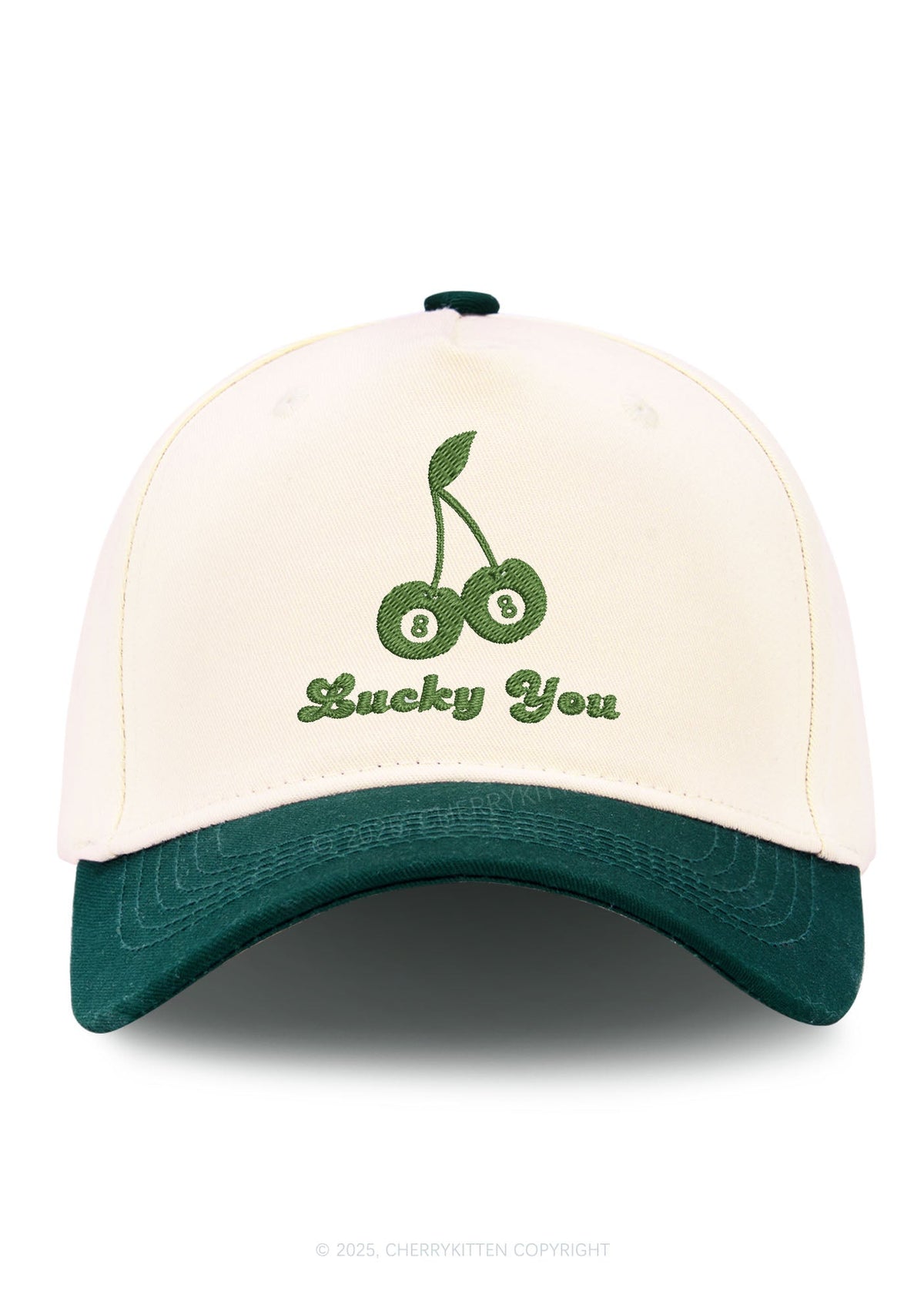 Embroidered Lucky Eight St Patricks Y2K Color Block Baseball Cap Cherrykitten