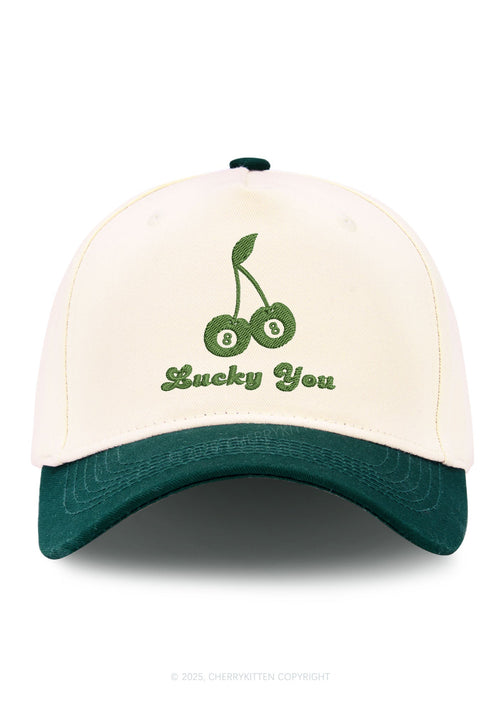 Embroidered Lucky Eight St Patricks Y2K Color Block Baseball Cap Cherrykitten