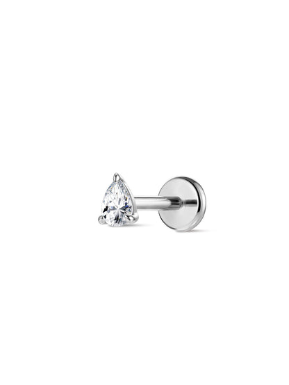KOSINER 14K Solid Gold Pear Lab-Grown Diamond Flat Back Stud
