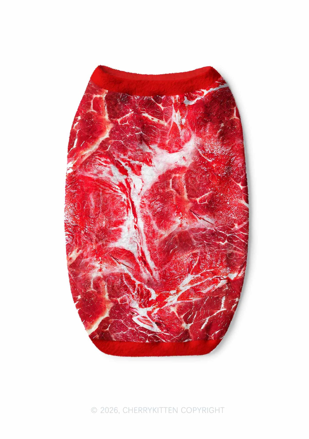 Beef Steak Texture Y2K Pet Knit Sweatshirt Cherrykitten