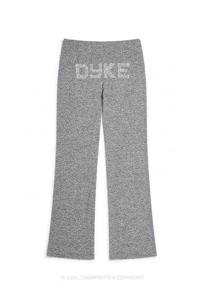 Rhinestone Dyke Pride Y2K Low Rise Drawstring Flare Pants Cherrykitten