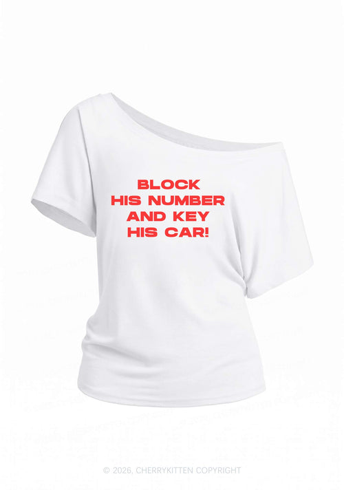 Block His Number Y2K Off Shoulder Tee Cherrykitten