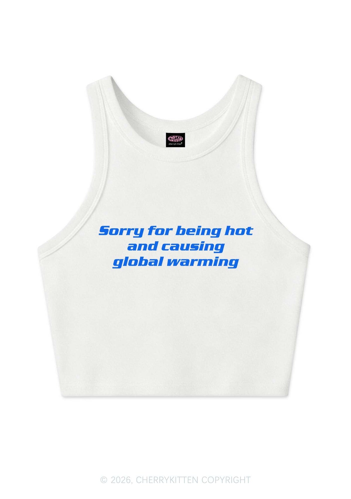 Sorry For Causing Global Warming Y2K Crop Tank Top Cherrykitten