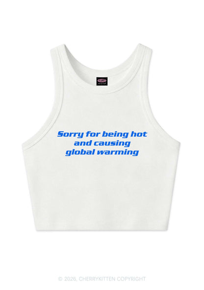 Sorry For Causing Global Warming Y2K Crop Tank Top Cherrykitten