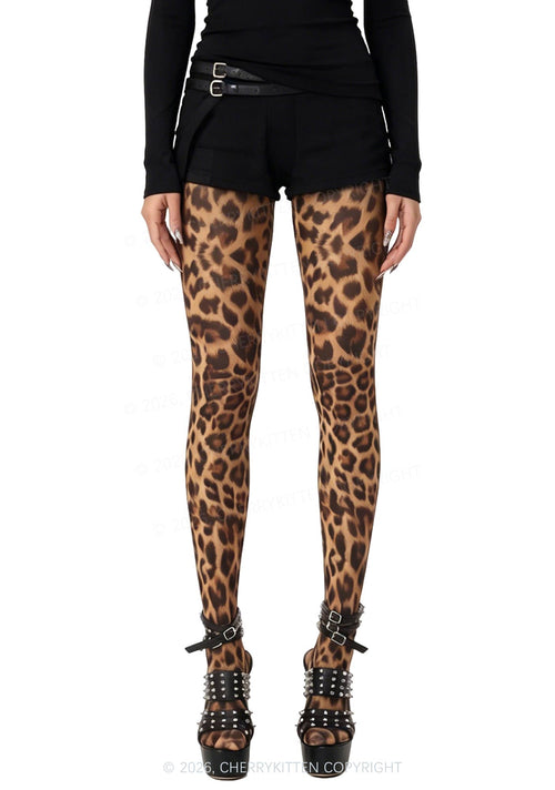 Leopard Thin Pantyhose Y2K Tights Cherrykitten