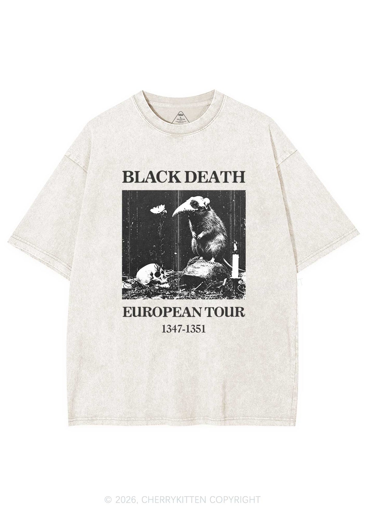 Halloween Skeleton Plague Doctor Rat Y2K Shirts Washed Tee Cherrykitten