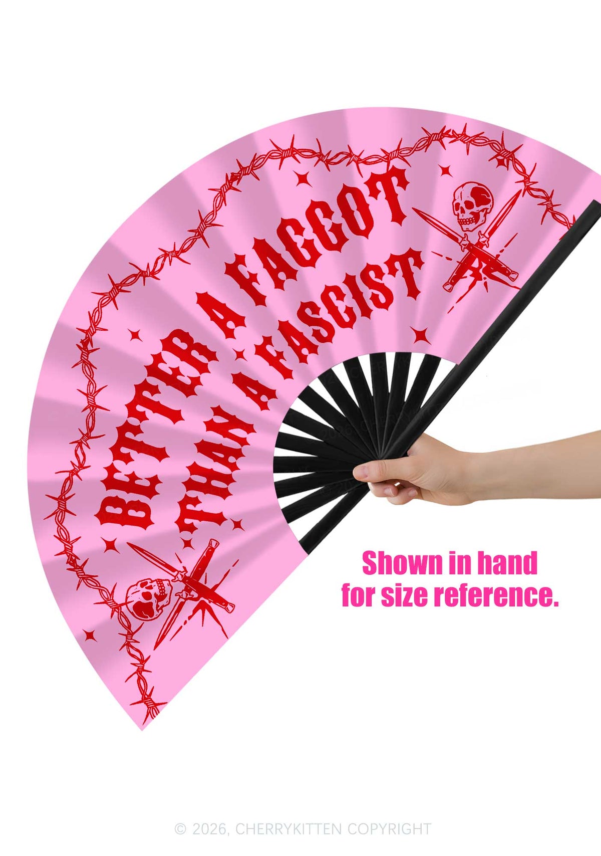 Better A Faggot Pride Y2K Rave Hand Fan Cherrykitten