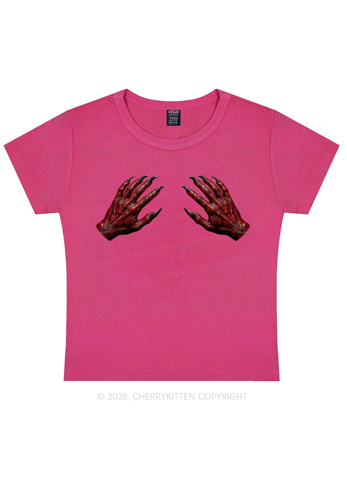Halloween Satan Hands Y2K Baby Tee Cherrykitten