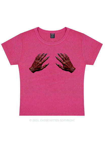 Halloween Satan Hands Y2K Baby Tee Cherrykitten