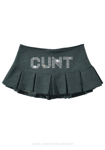 Rhinestone Cxxt Y2K Mini Pleated Skirts Cherrykitten