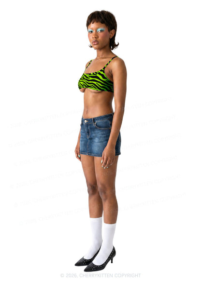 Green Zebra Y2K Print Super Crop Cami Cherrykitten
