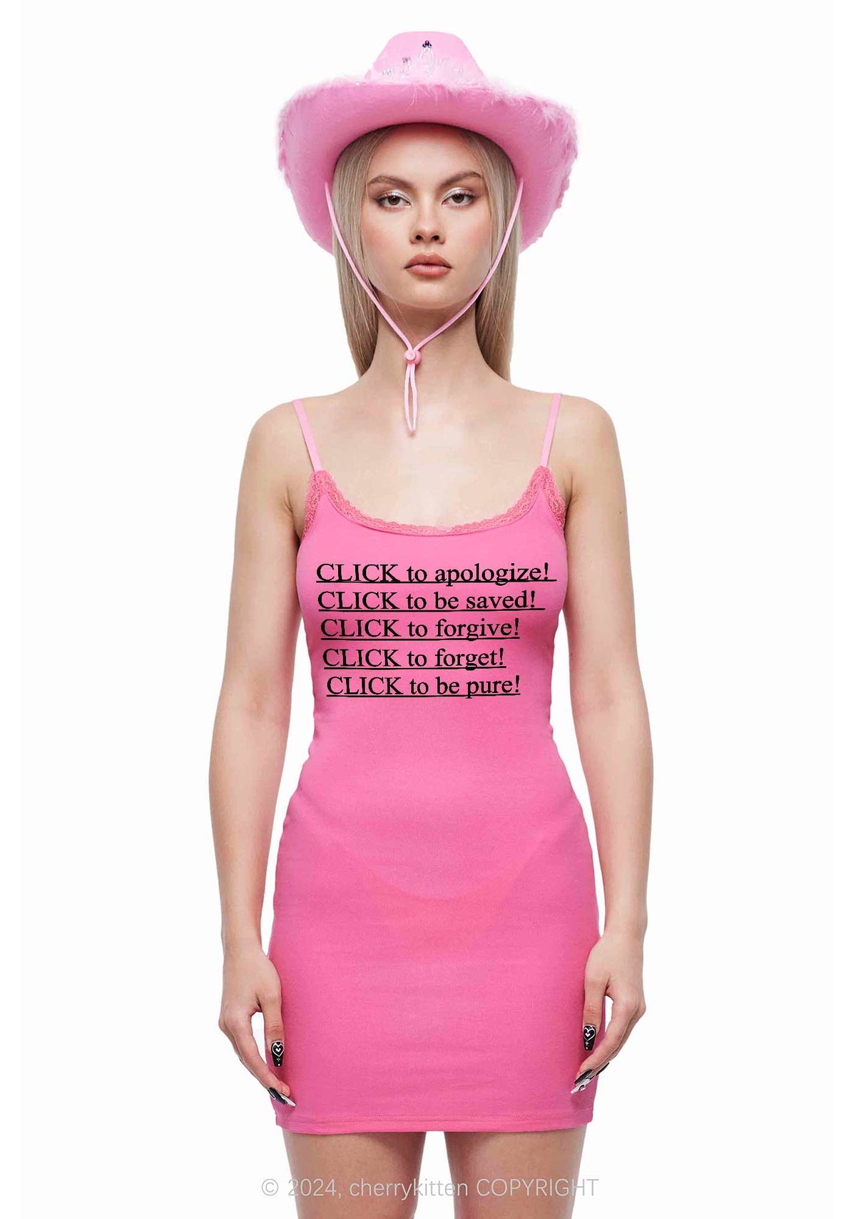 Click To Apologize Y2K Lace Slip Dress Cherrykitten