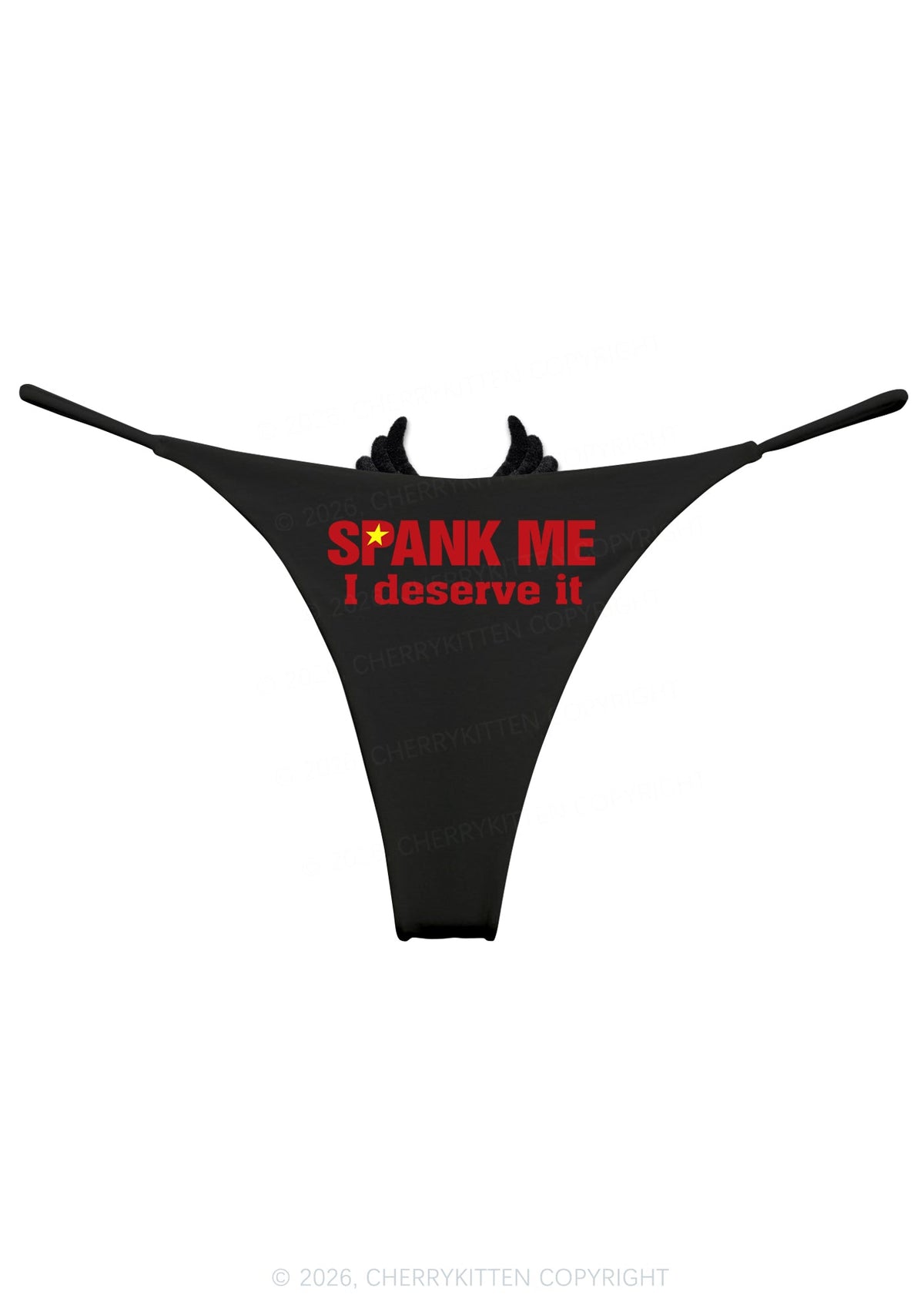 Spank Me Deserve Y2K Goth Angel Wings Bikini String Thong Cherrykitten