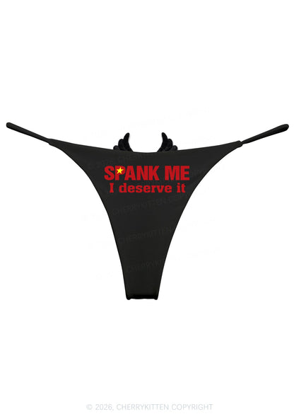 Spank Me Deserve Y2K Goth Angel Wings Bikini String Thong Cherrykitten