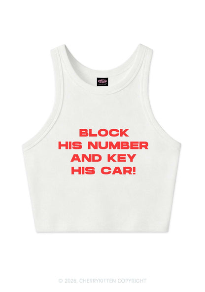 Block His Number Y2K Crop Tank Top Cherrykitten