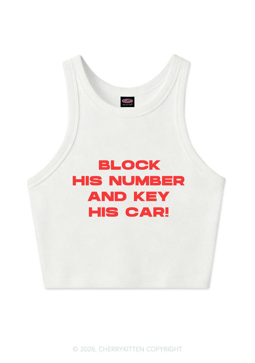 Block His Number Y2K Crop Tank Top Cherrykitten