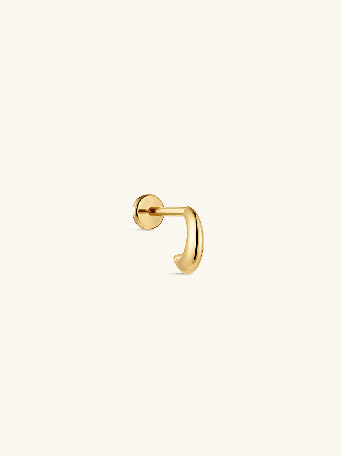 KOSINER 14K Solid Gold Minimalist C-Shape Flat Back Stud
