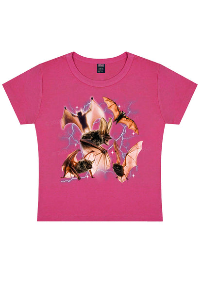 Halloween Bat In Lightning Y2K Baby Tee Cherrykitten