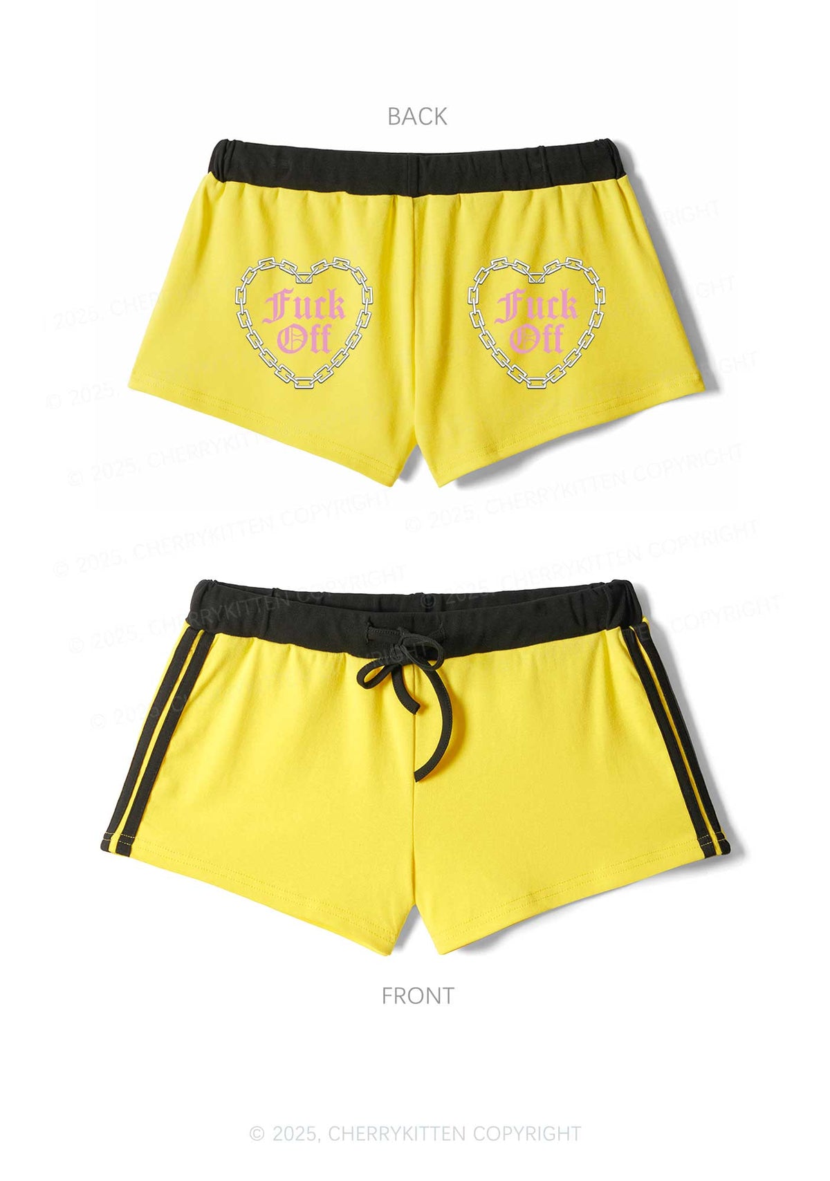 Fxxk Off Y2K Drawstring Mini Shorts Cherrykitten