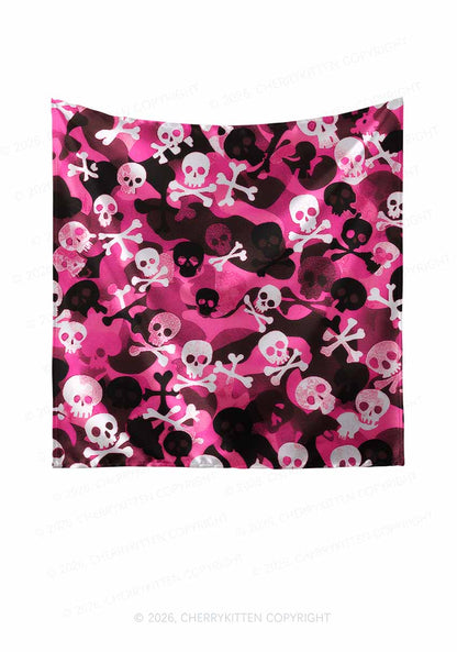 Halloween Pink Camouflage Skull Y2K Print Square Bandana Cherrykitten
