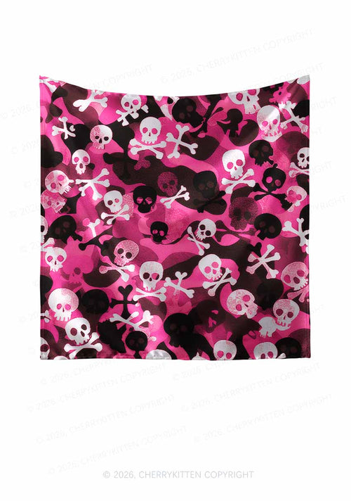 Halloween Pink Camouflage Skull Y2K Print Square Bandana Cherrykitten