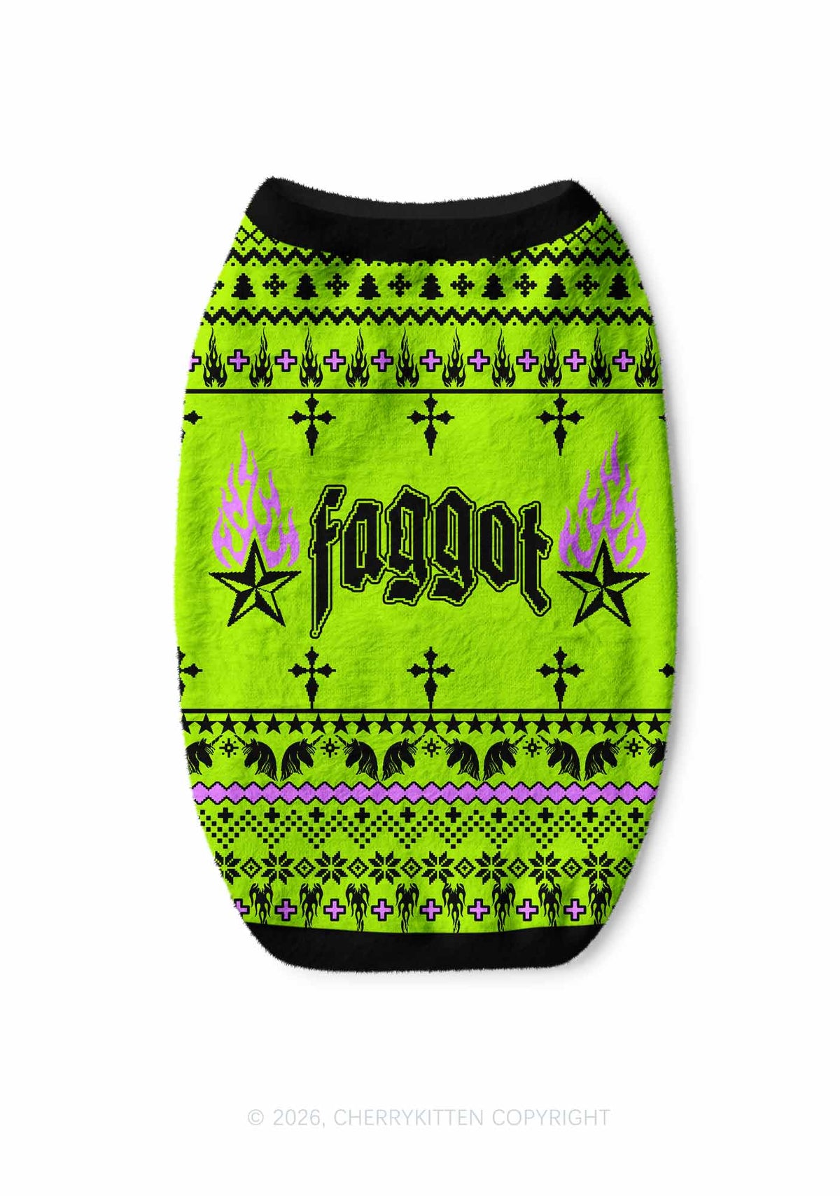 Faggot Stars Pride Y2K Pet Knit Sweatshirt Cherrykitten