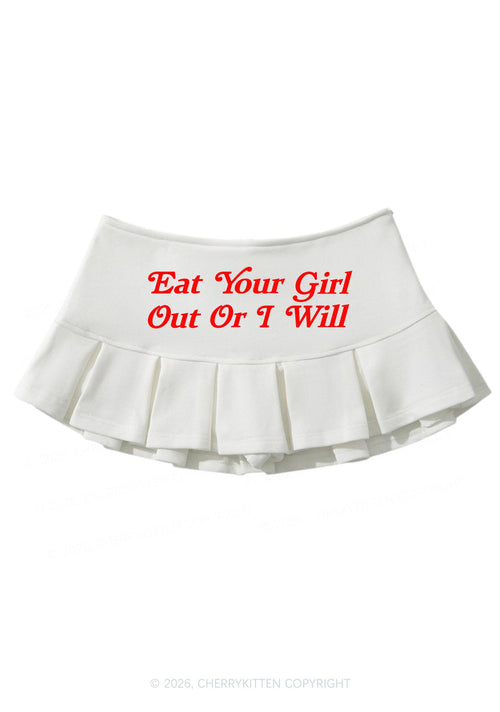 Eat Your Girl Out Y2K Mini Pleated Skirts Cherrykitten