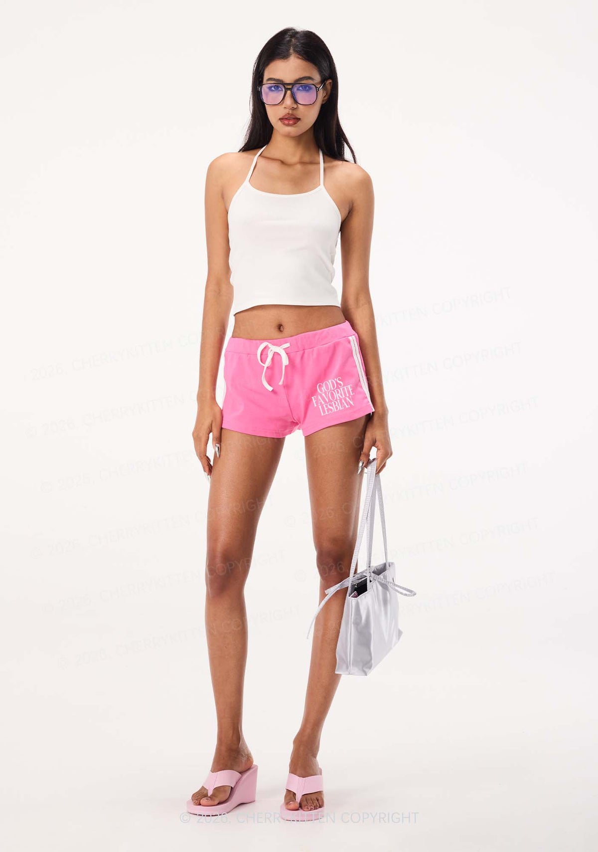 Gods Favorite Lesbian Pride Y2K Drawstring Mini Shorts Cherrykitten