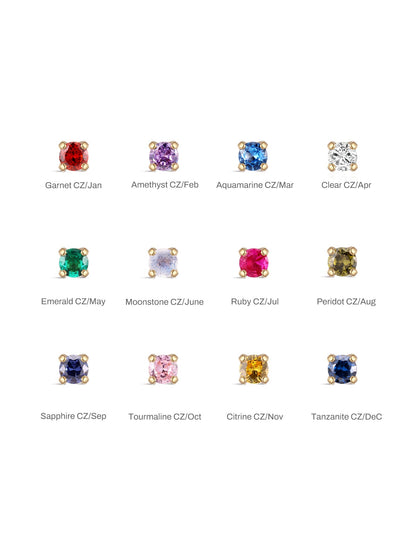KOSINER 14K Solid Gold Birthstone Flat Back Stud