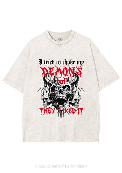 Halloween Choke My Demons Y2K Shirts Washed Tee Cherrykitten