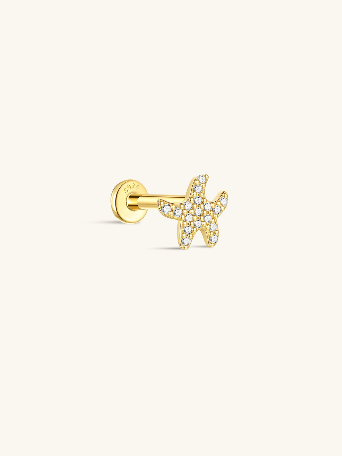 KOSINER Seaspritz 925 Sterling Silver Cute Seastar Flat Back Stud