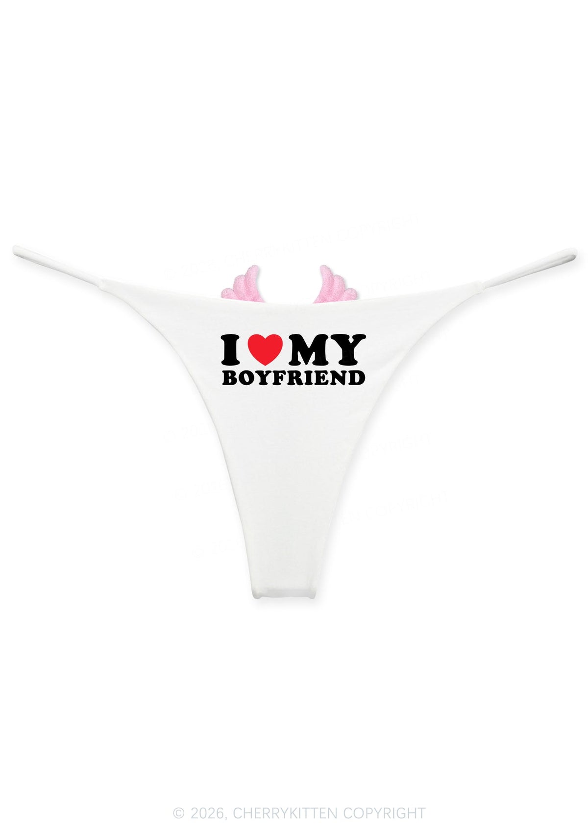I Love My Boyfriend Y2K Goth Angel Wings Bikini String Thong Cherrykitten