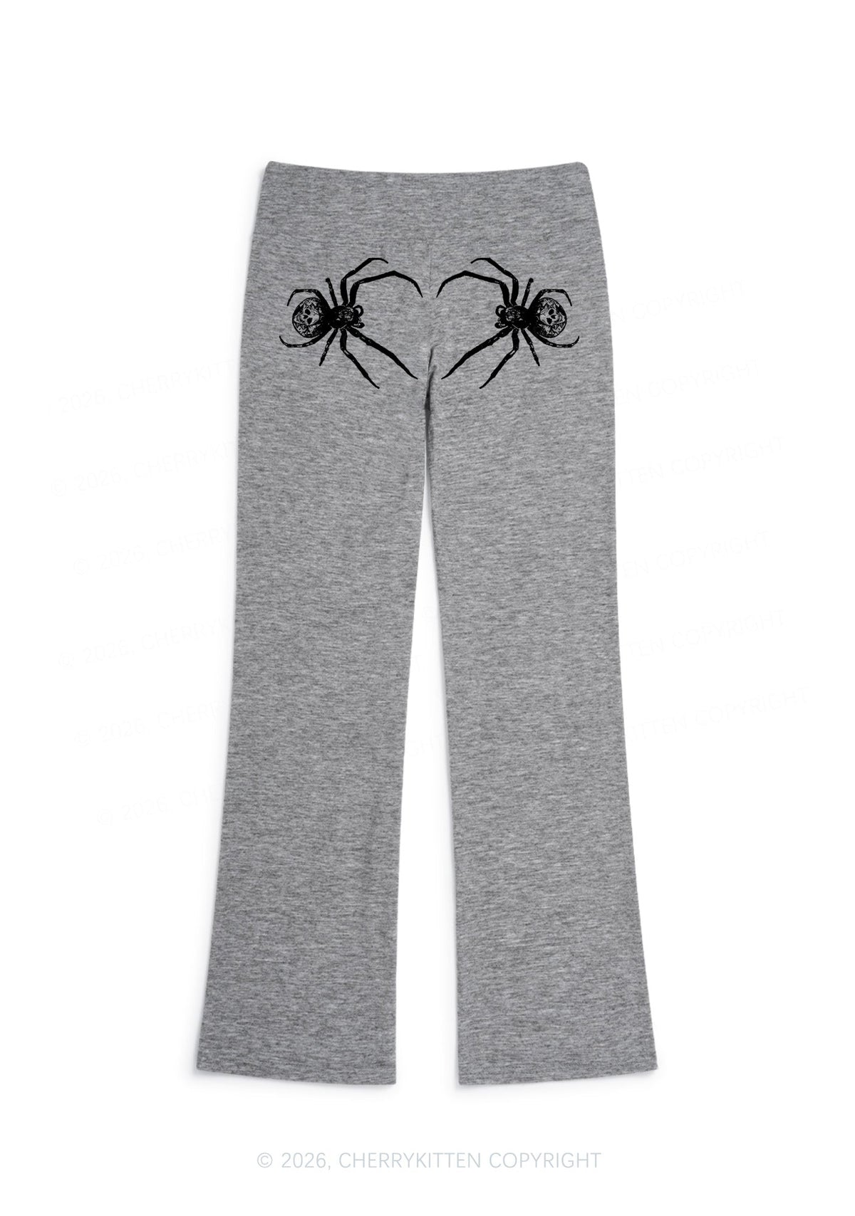 Skull Spider Y2K Low Rise Drawstring Flare Pants Cherrykitten