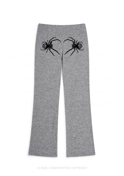 Skull Spider Y2K Low Rise Drawstring Flare Pants Cherrykitten