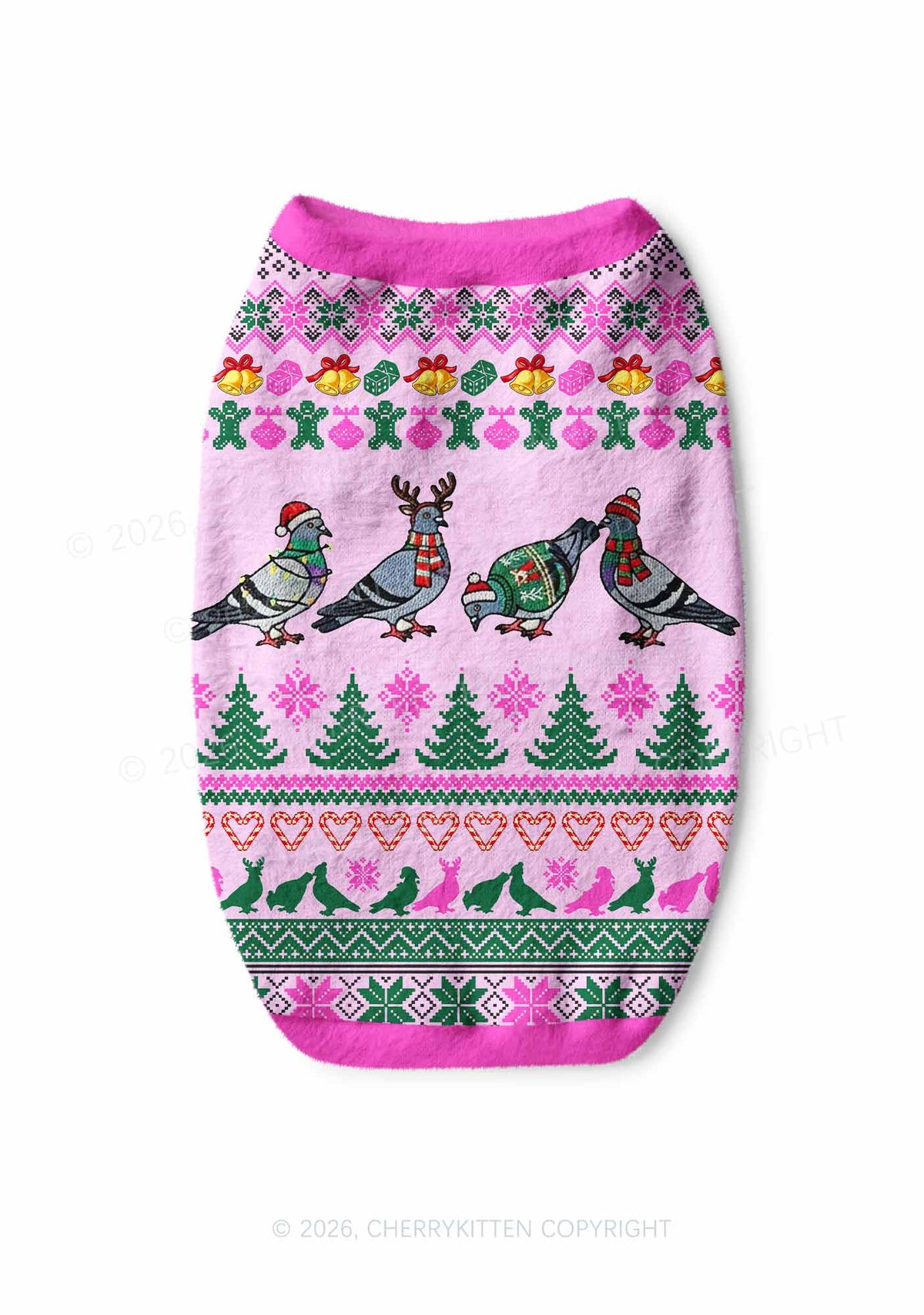 Christmas Pigeon Y2K Pet Knit Sweatshirt Cherrykitten