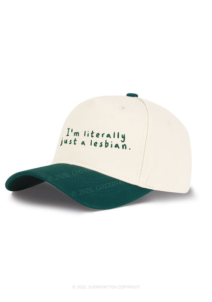 Embroidered Just A Lesbian Pride Y2K Color Block Baseball Cap Cherrykitten